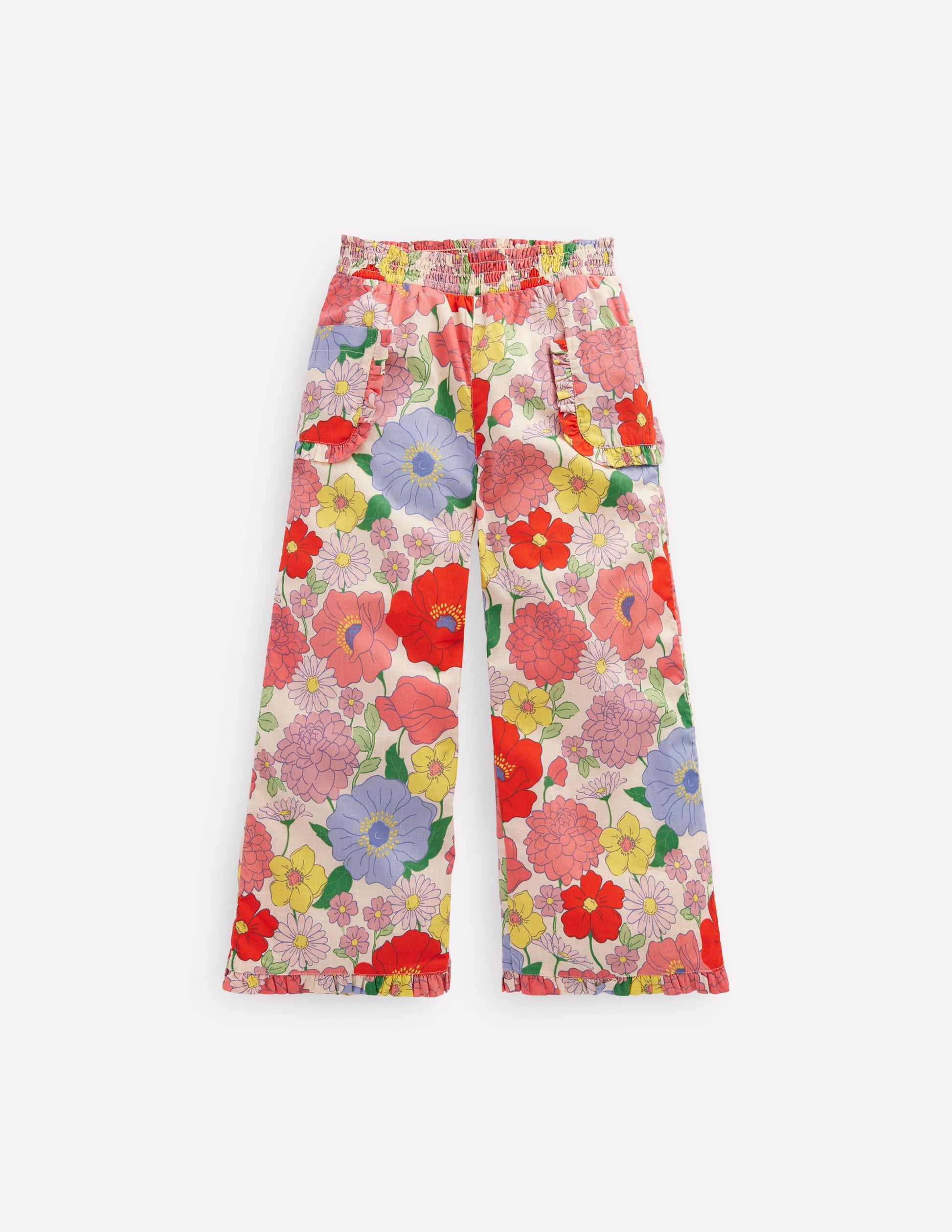 Nostalgic Frill Trousers-Multi Summer Garden-1
