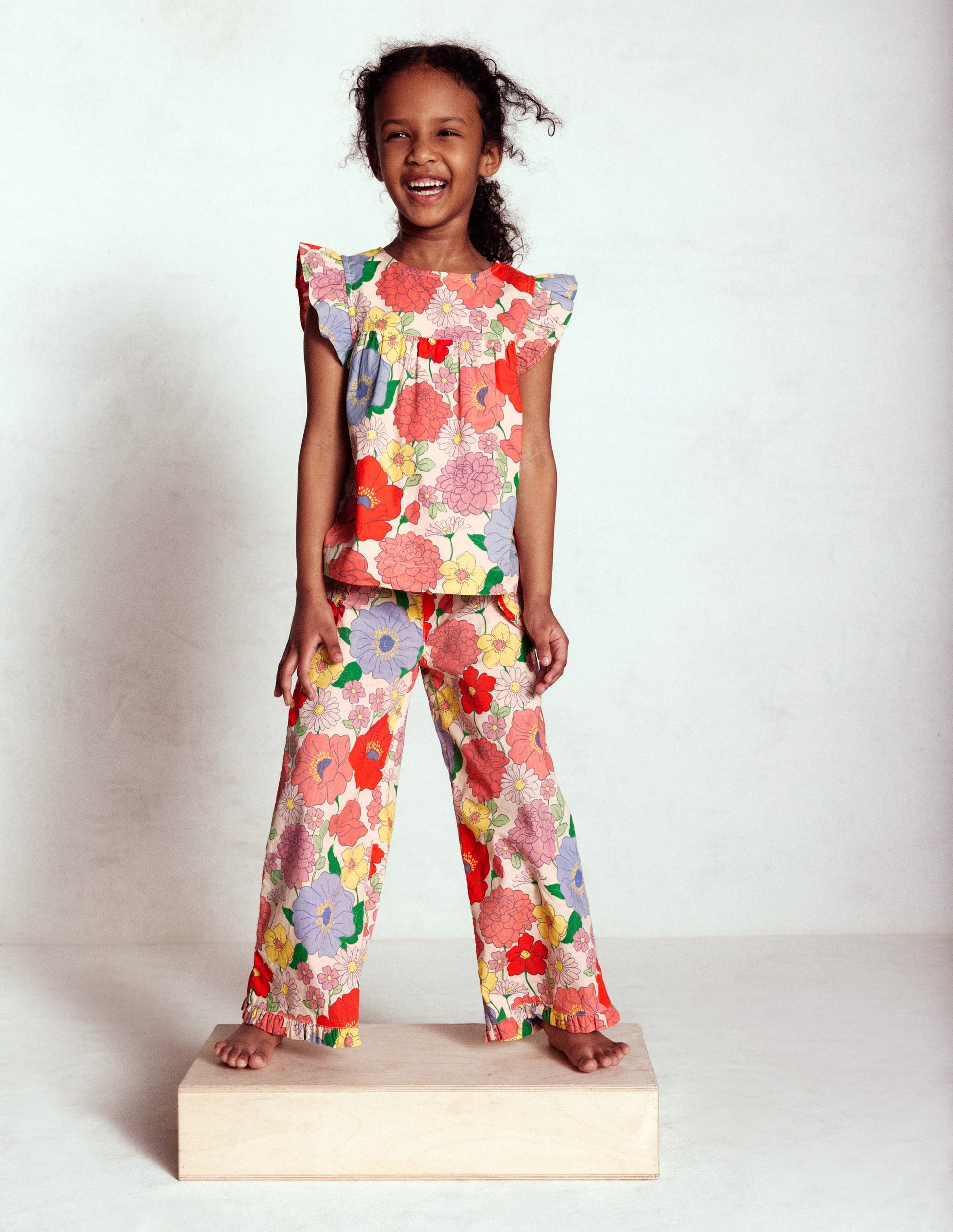 Nostalgic Frill Trousers-Multi Summer Garden-4