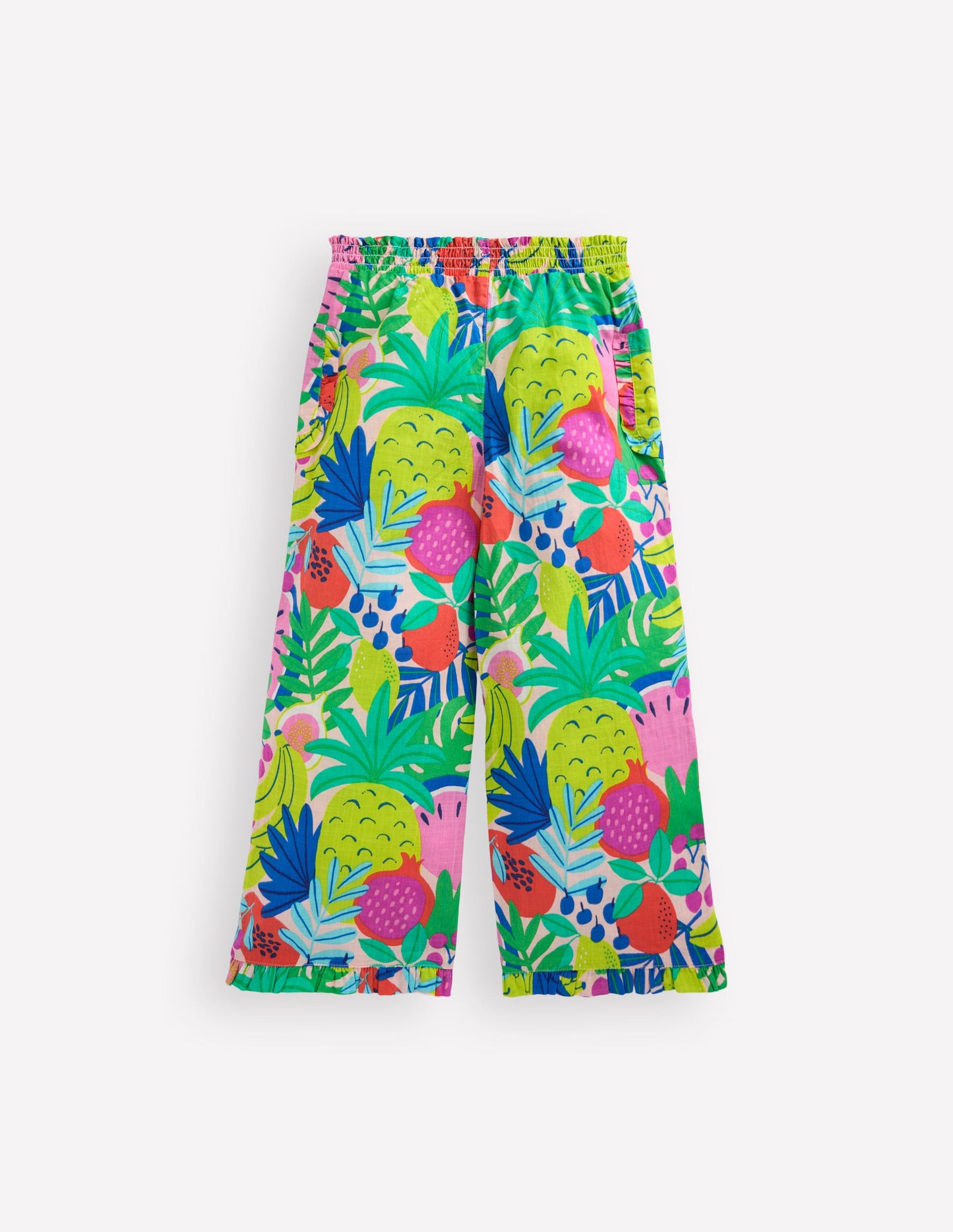 Nostalgic Frill Trousers-Multi Tropical Fruit