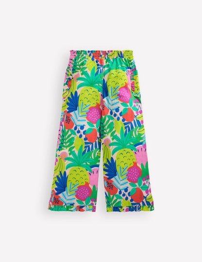 Nostalgic Frill Trousers-Multi Tropical Fruit