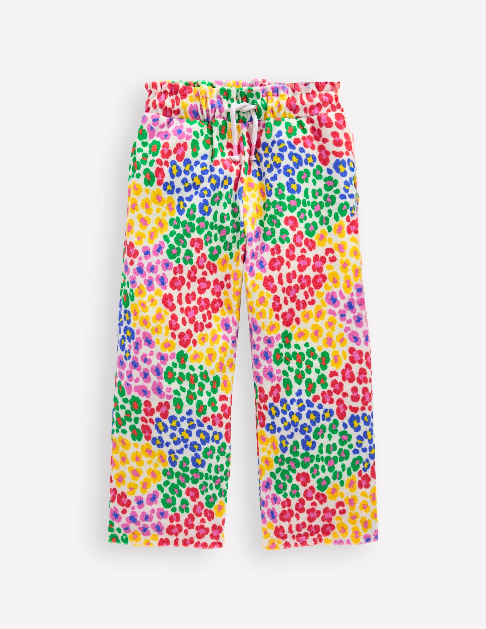 Towelling Trousers-Multi Rainbow Leopard-1