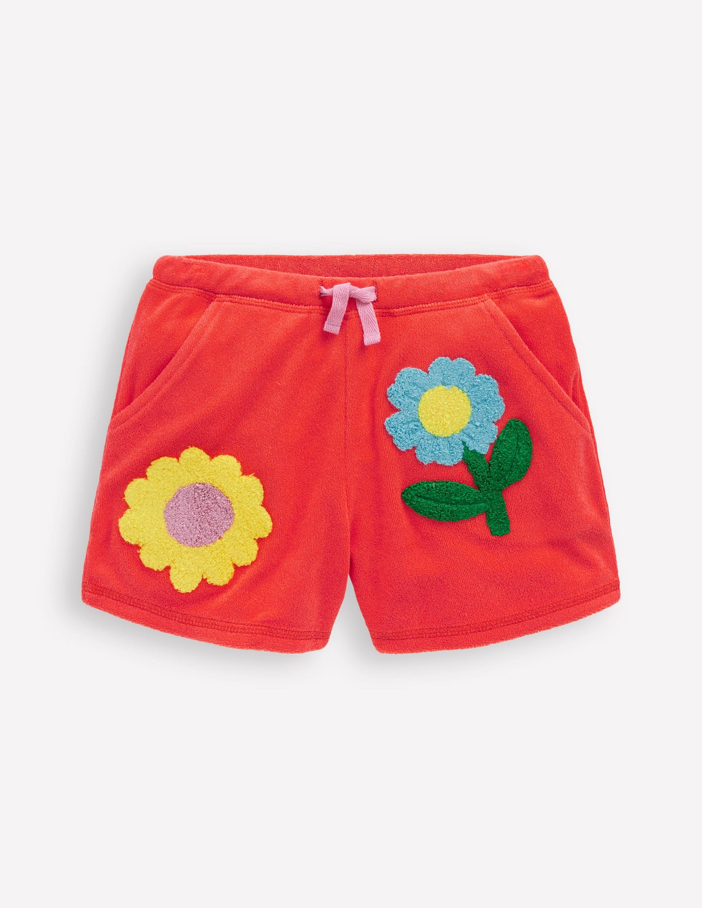 Printed Towelling Short-Coral Orange Flowers