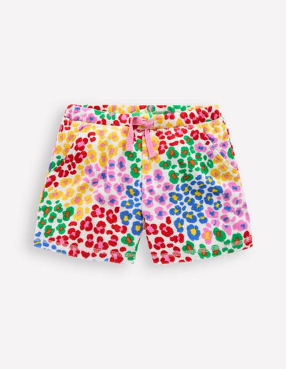 Printed Towelling Short-Multi Rainbow Leopard-1