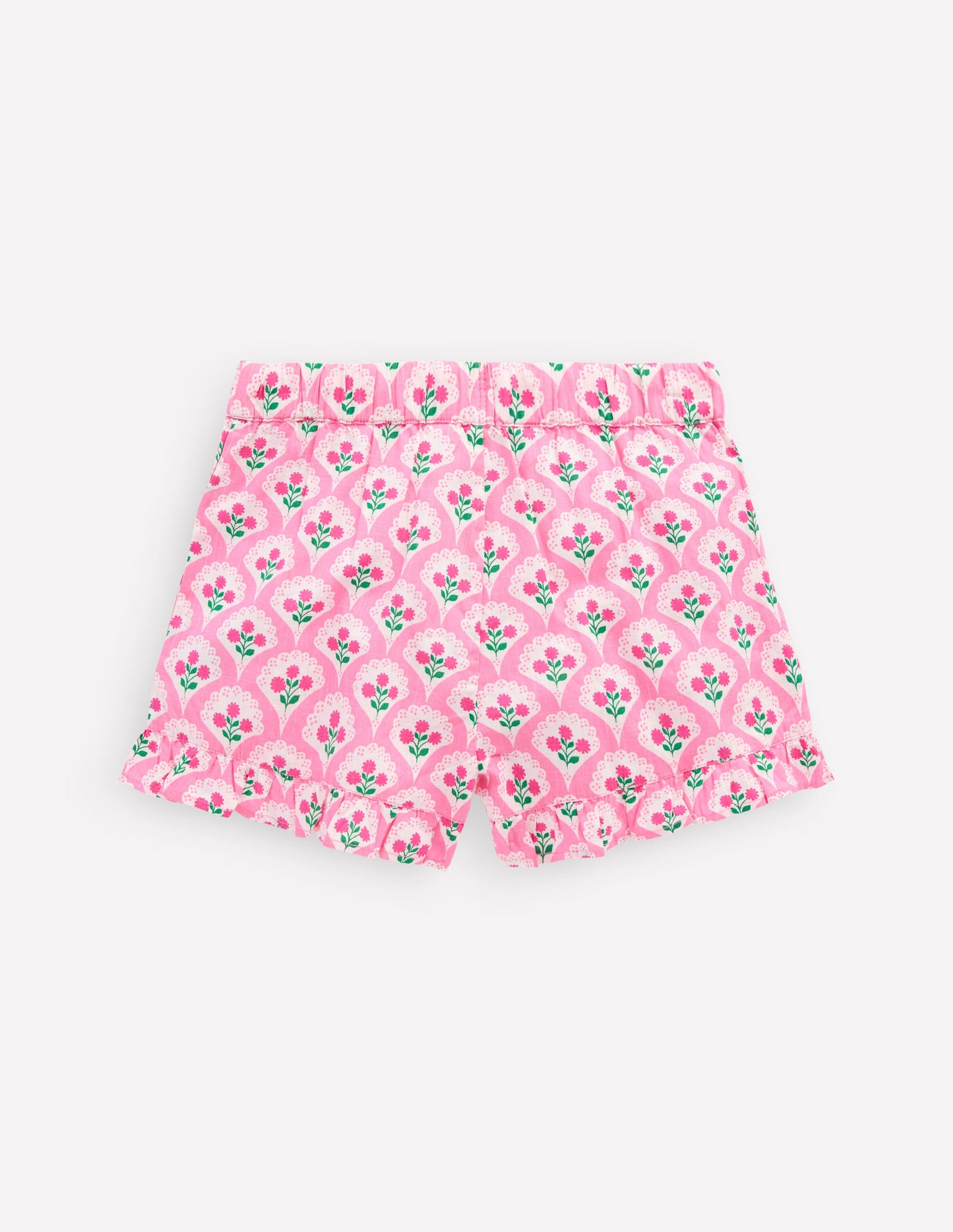 Juniper Woven Frill Shorts-Pink Rose Woodblock Floral