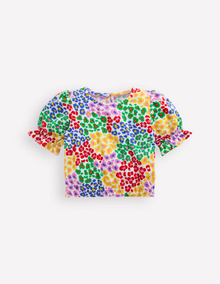 Towelling Top-Multi Rainbow Leopard