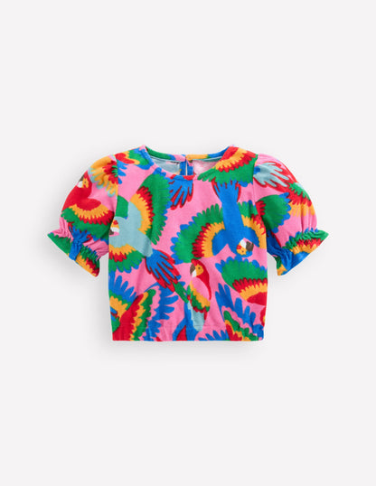 Towelling Top-Multi Rainbow Parrot-1