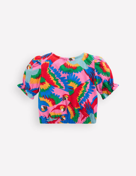 Towelling Top-Multi Rainbow Parrot