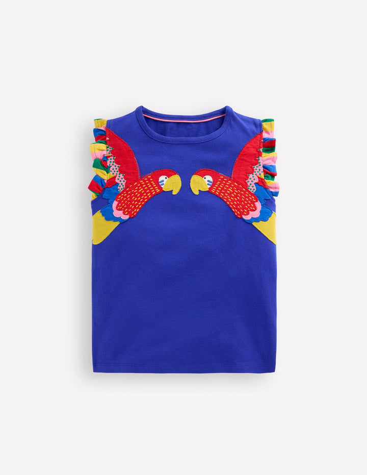 Flutter Short Sleeve T-shirt-Bright Blue Parrot