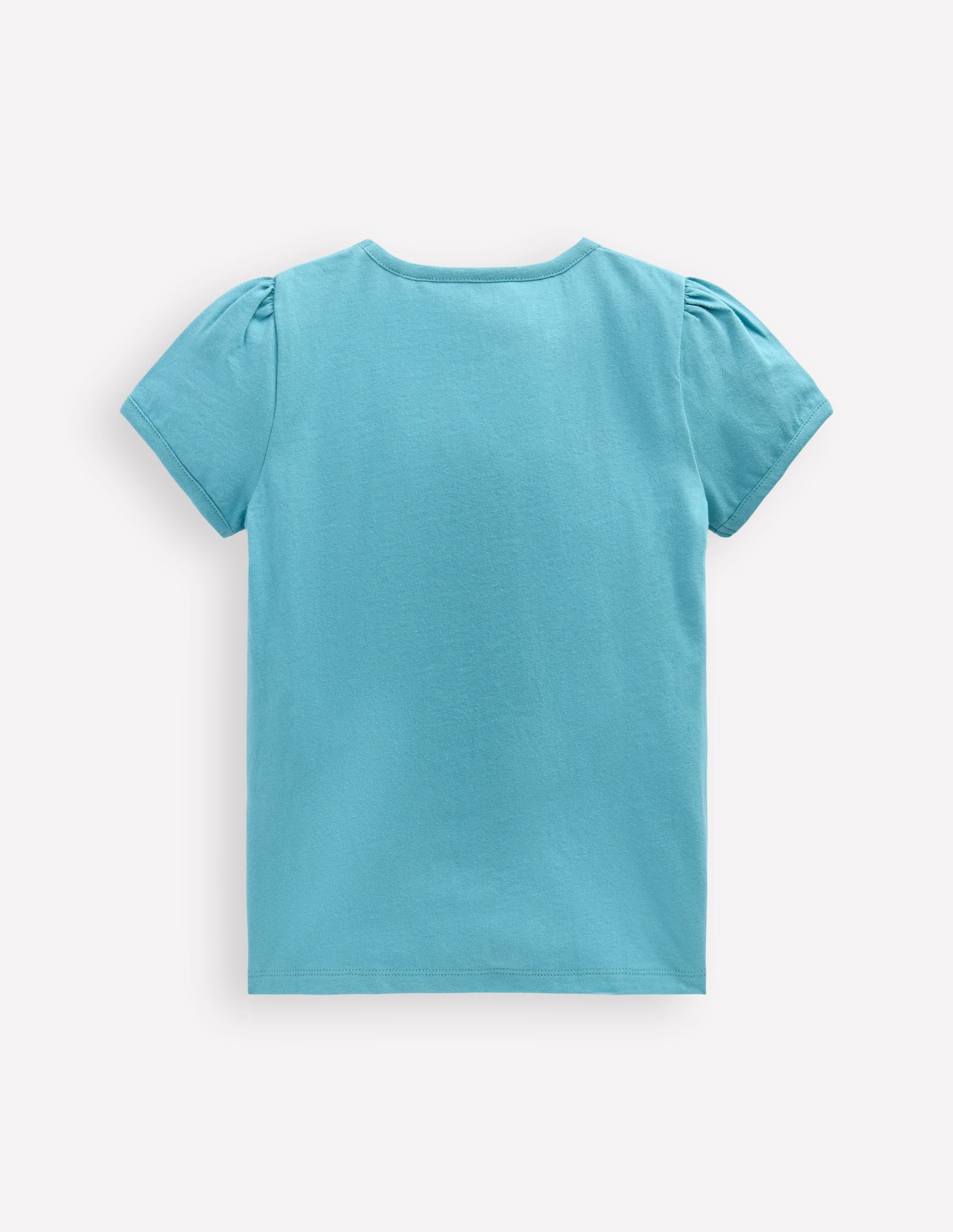 Puff Sleeve Superstitch Top-Aqua Sea Blue Fish - Image 4