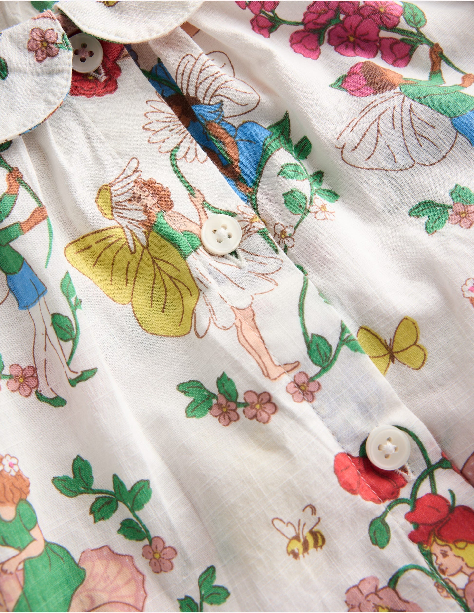 Woven Collared Top-Soft Ivory Flower Fairy-8