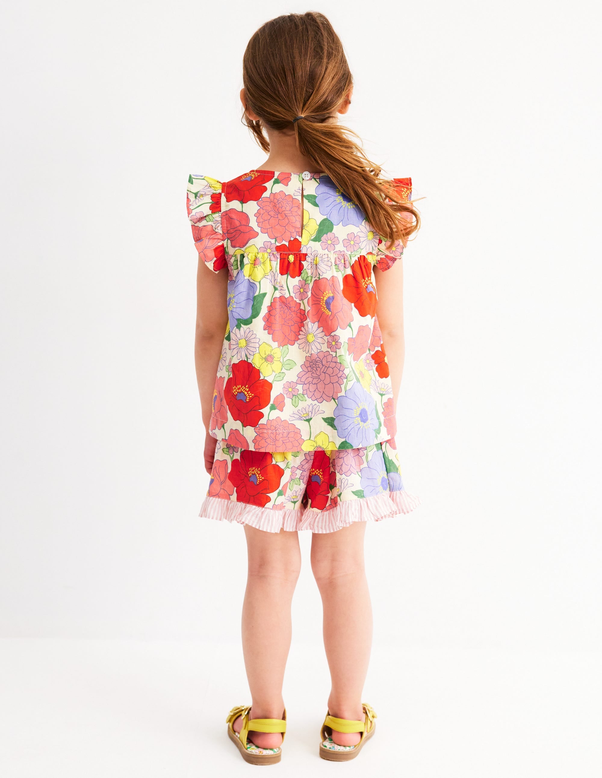 Frill Sleeve Woven Top-Multi Summer Garden - Image 2