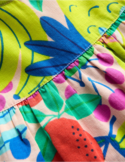 Frill Sleeve Woven Top-Multi Tropical Fruit-4