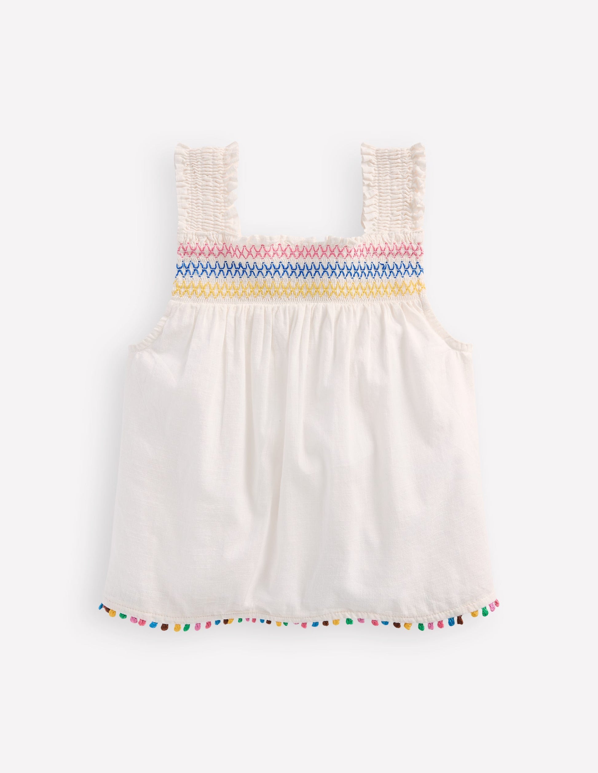 Smocked Woven Top-Soft Ivory-2