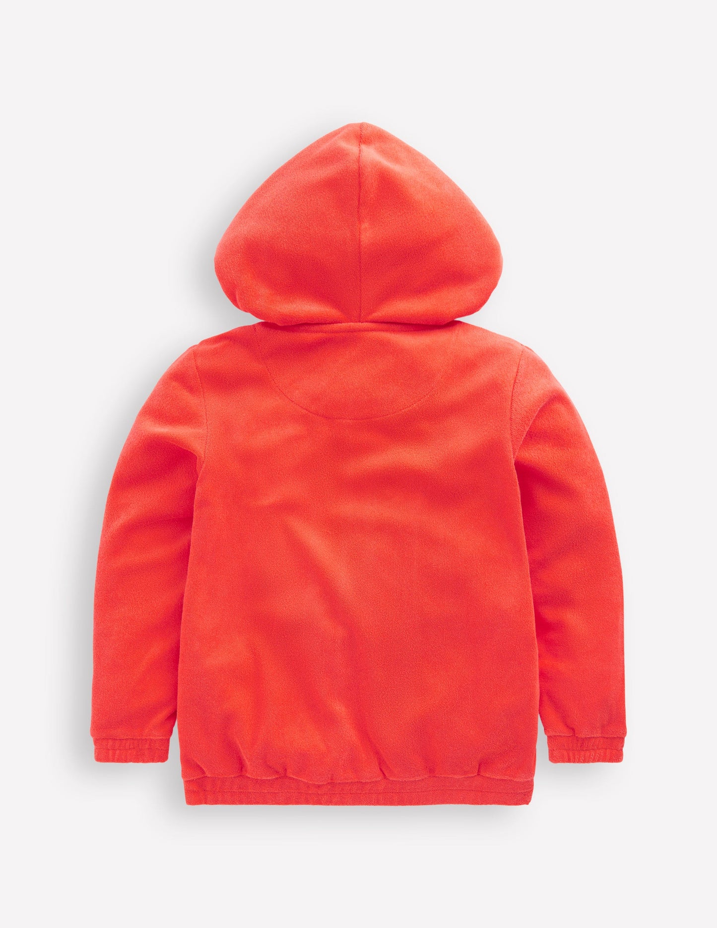 Zip-Through Towelling Hoodie-Coral Orange Flowers