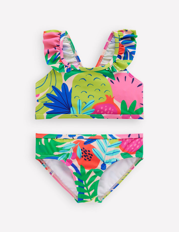 Frill Strap Bikini-Multi Tropical Fruit