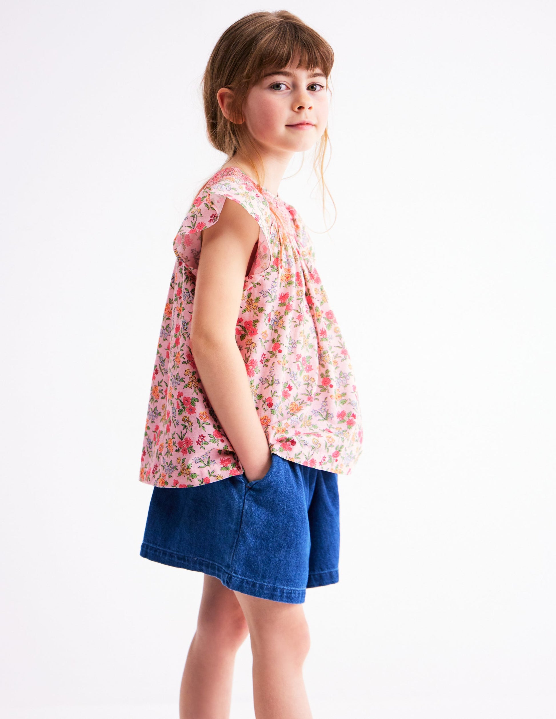 Woven Smocked Top-Chalk Pink Garden Ditsy-3