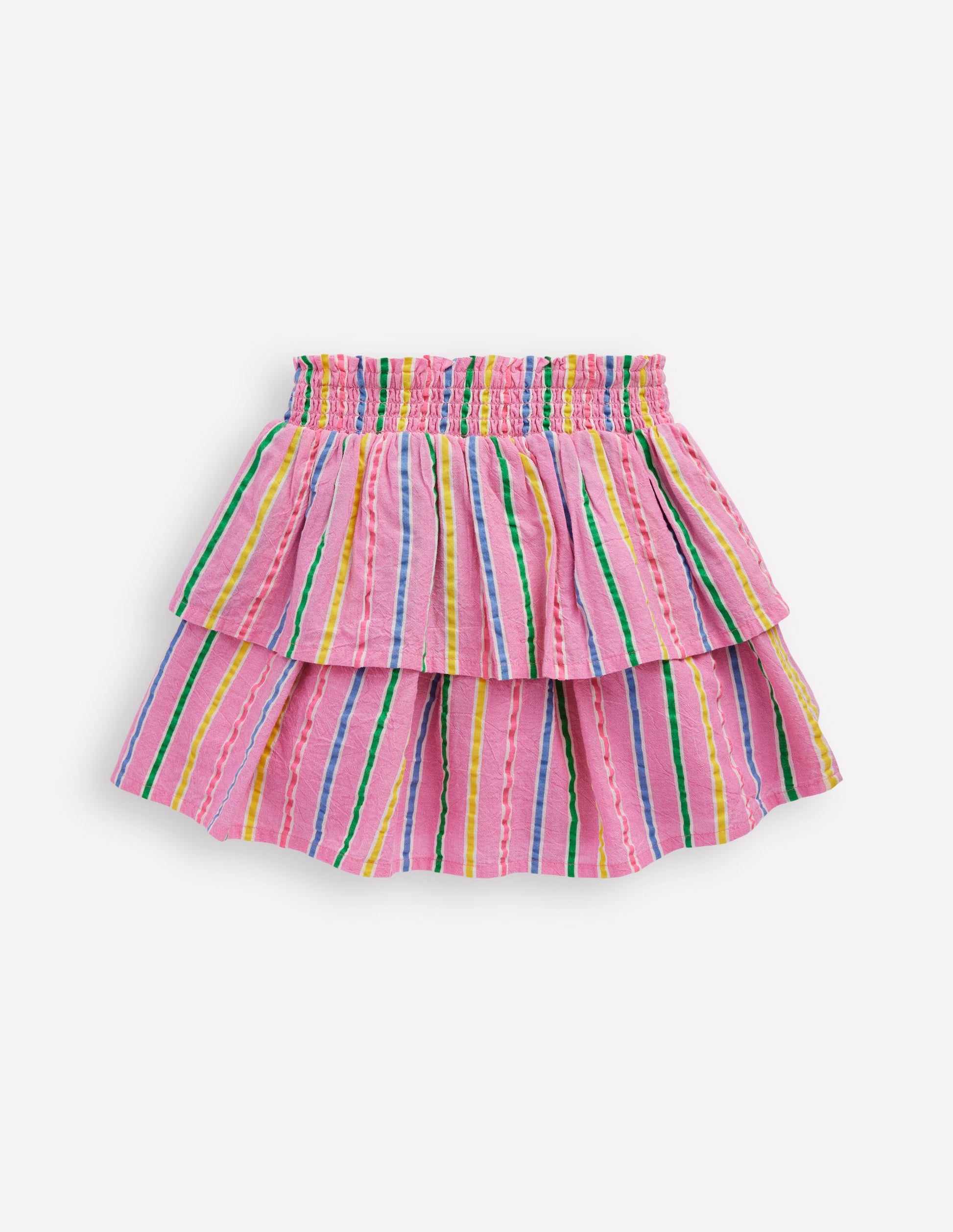 Tiered Woven Skirt-Pink Multi Stripe-2