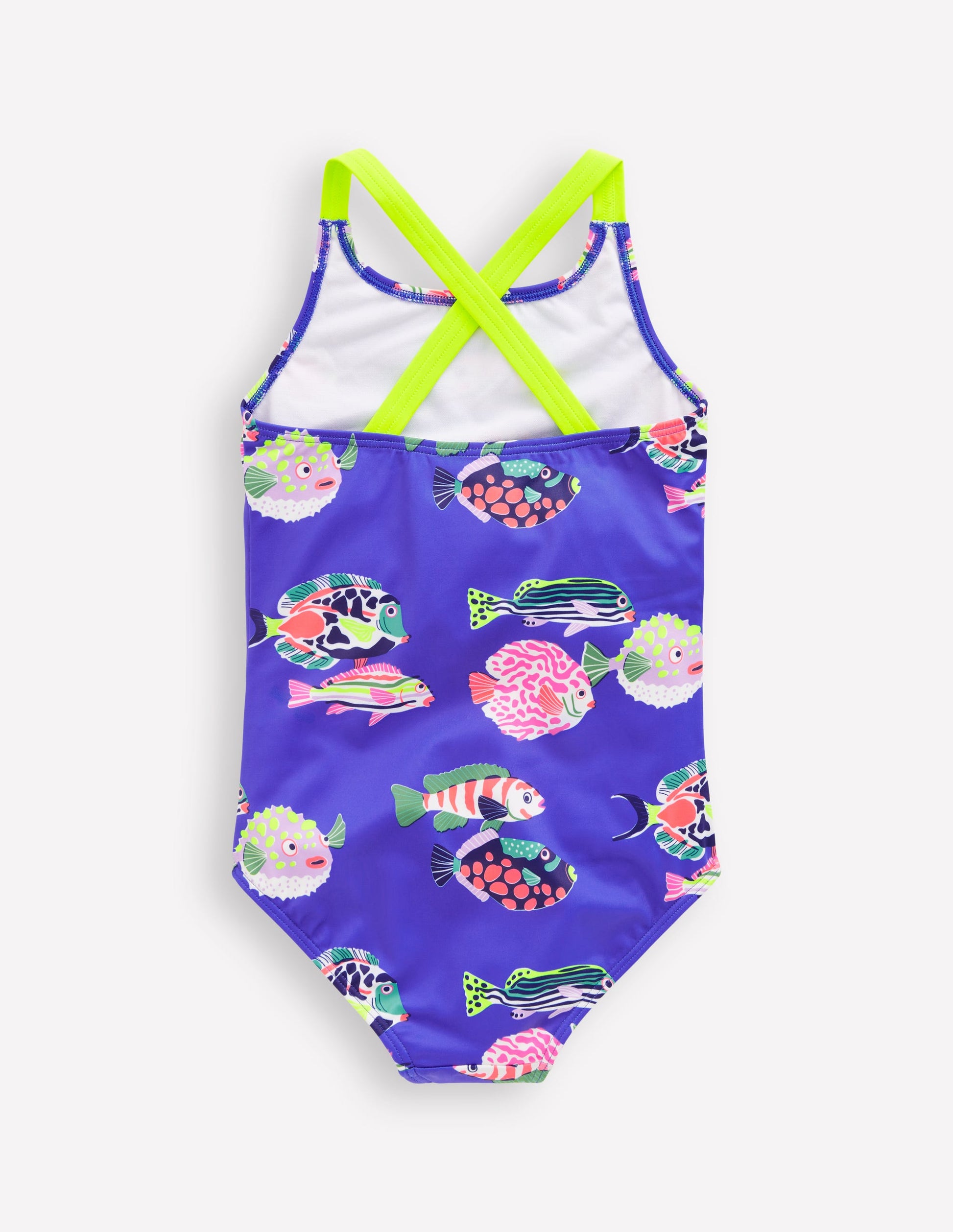 Cross-back Printed Swimsuit-Blue Heron Fish-4