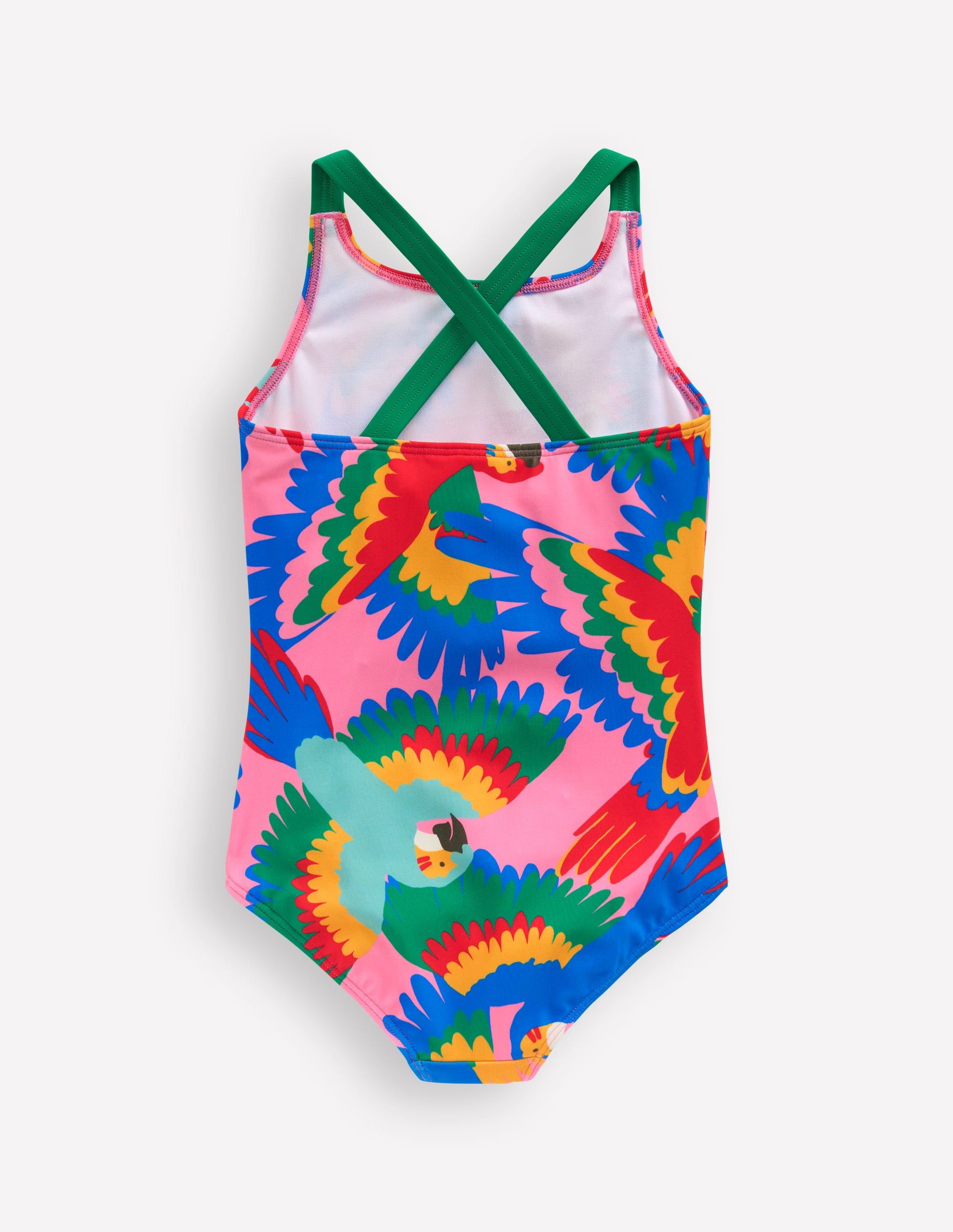 Cross-back Printed Swimsuit-Multi Rainbow Parrot-4