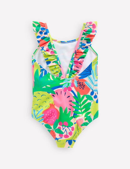 Hallie Frill Strap Swimsuit-Multi Tropical Fruit-2