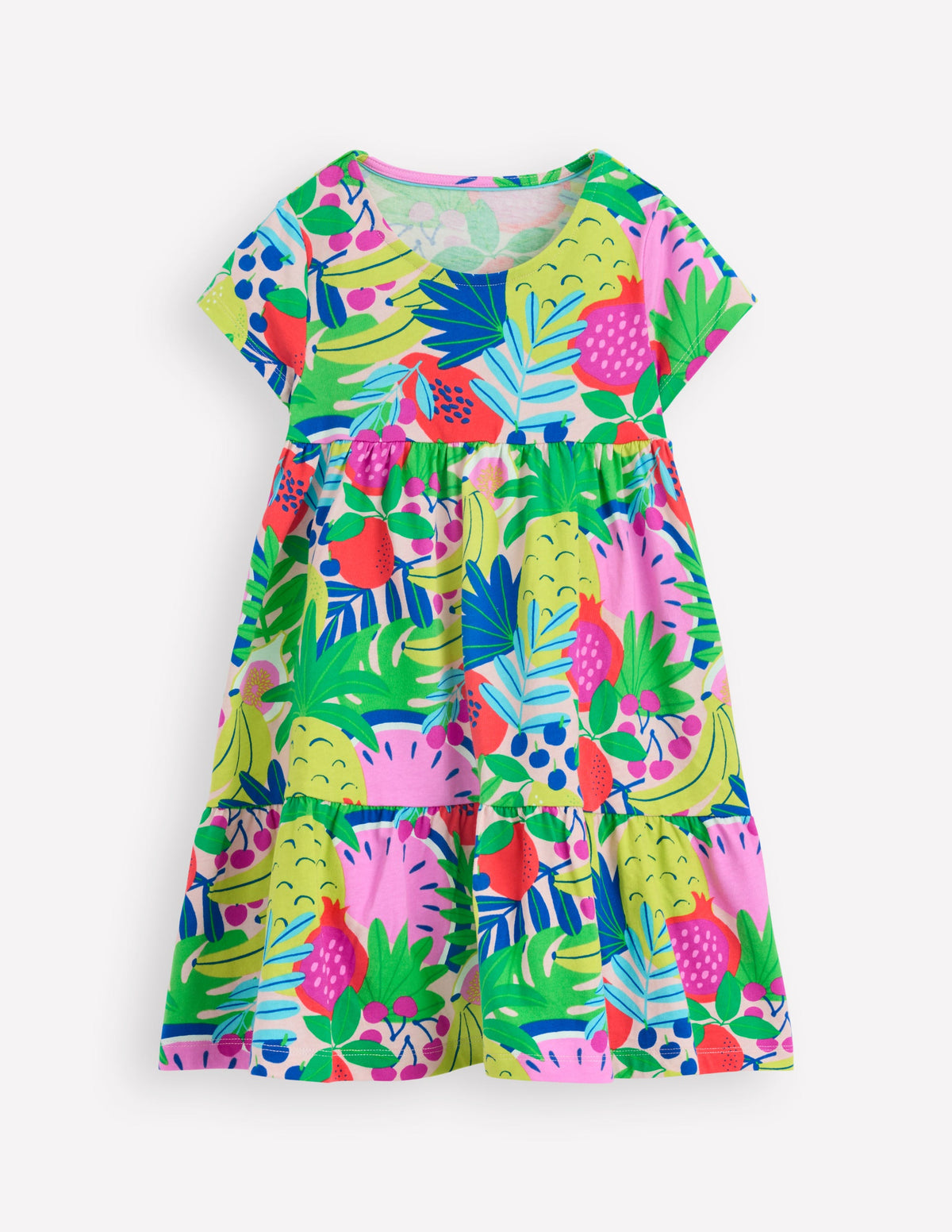 Ariel Twirly Jersey Dress-Multi Tropical Fruit - Image 1