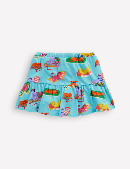 Tiered Jersey Skort-Caribbean Blue Poolside Pets