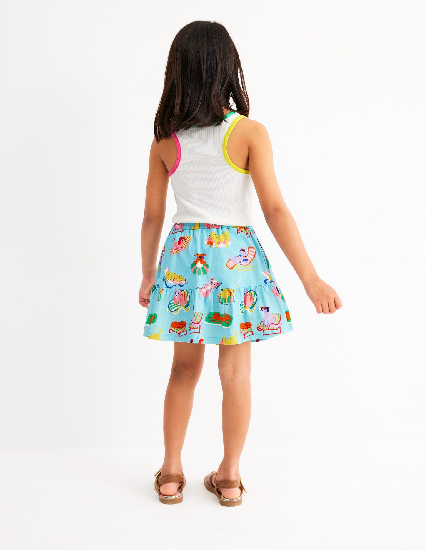 Tiered Jersey Skort-Caribbean Blue Poolside Pets