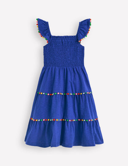 Addison Twirly Pom Dress-Bright Blue-2