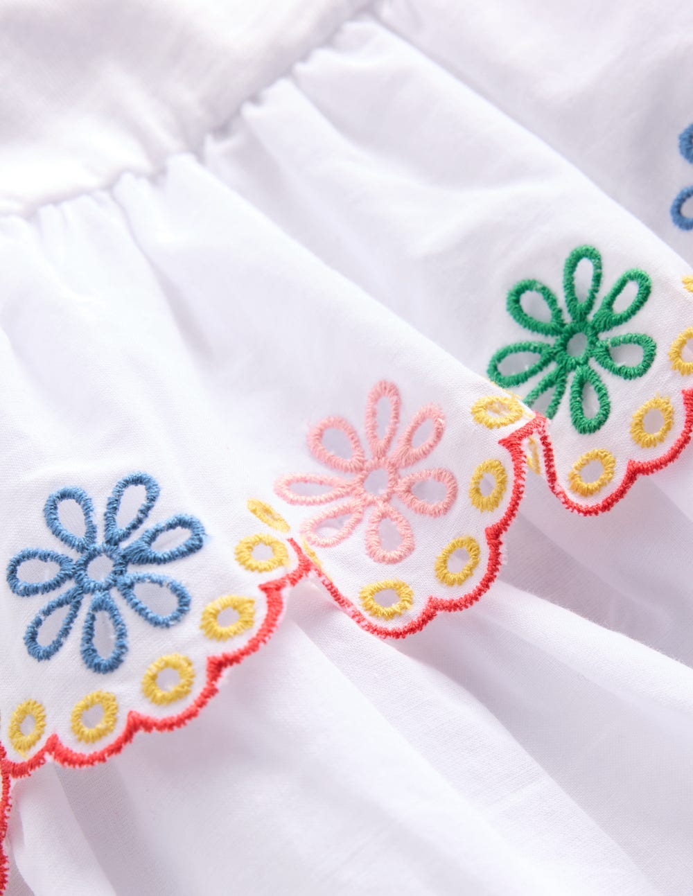 Broderie Mix Jersey Dress-White Rainbow-4