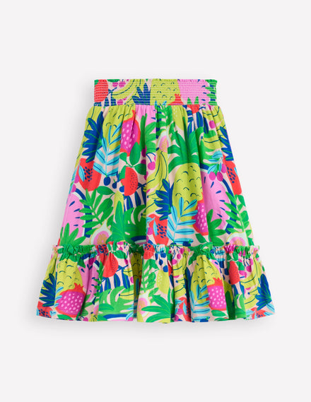 Jersey Midi Skirt-Multi Tropical Fruit