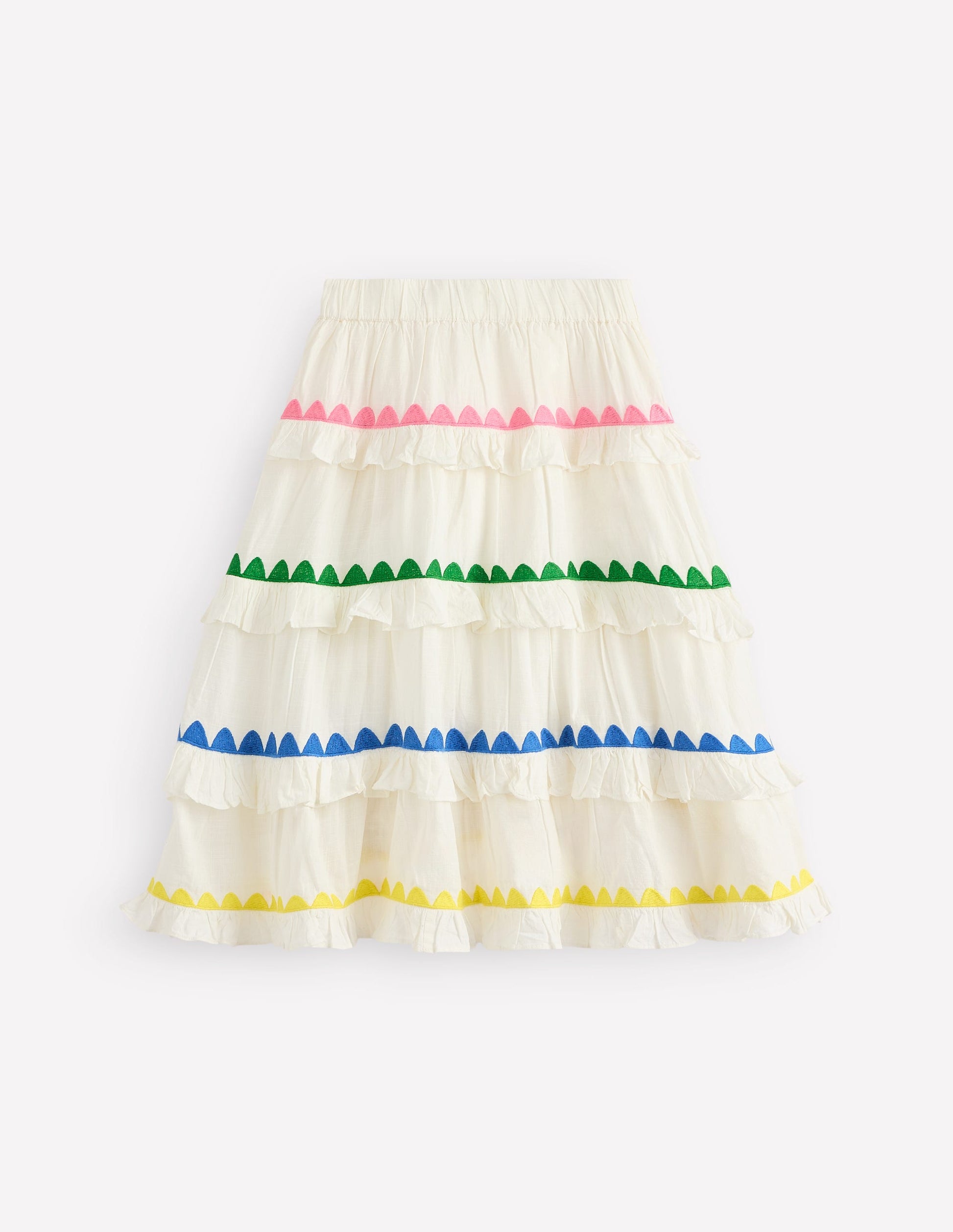 Ruffle Midi Skirt-Soft Ivory Rainbow-3