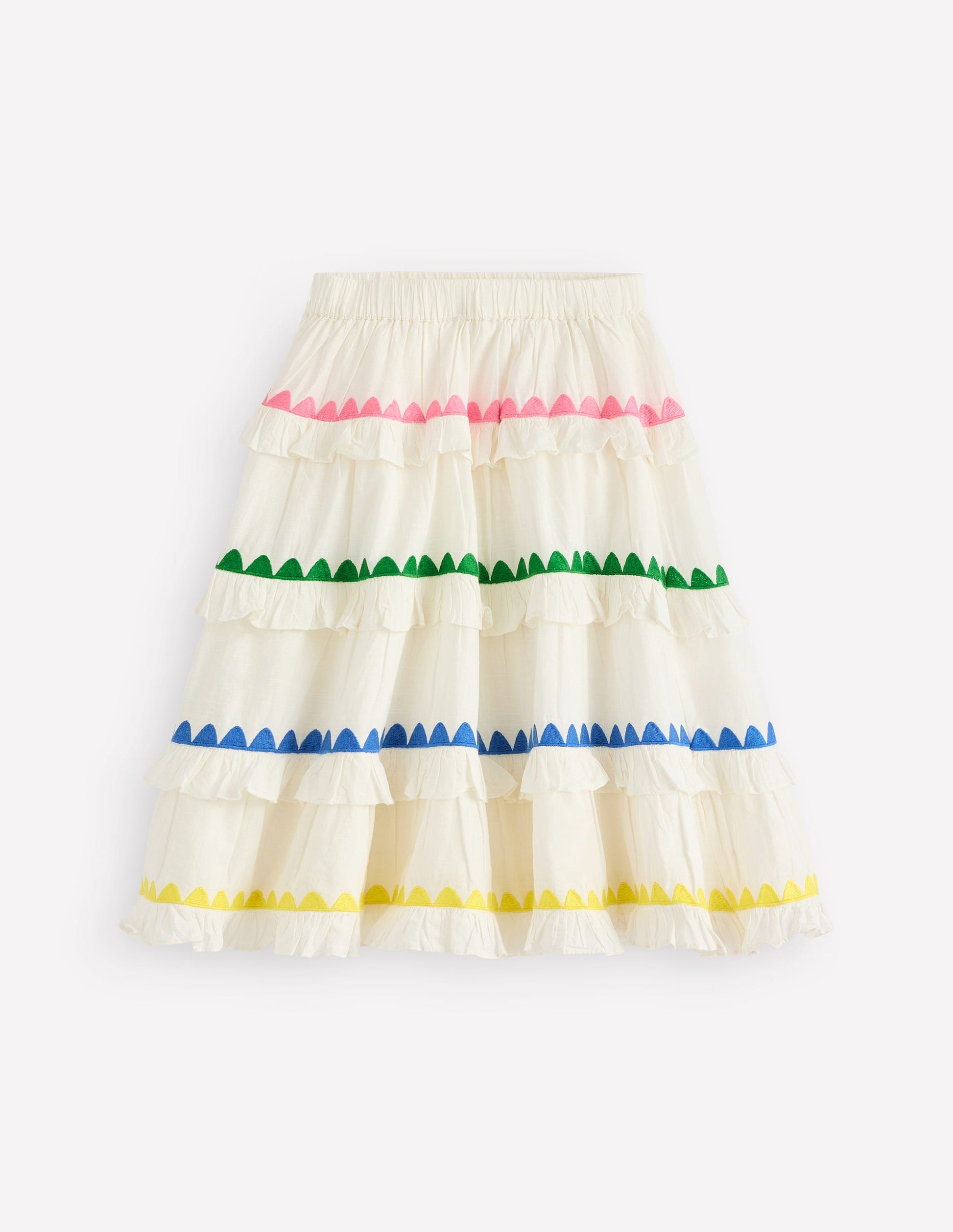 Ruffle Midi Skirt-Soft Ivory Rainbow-2