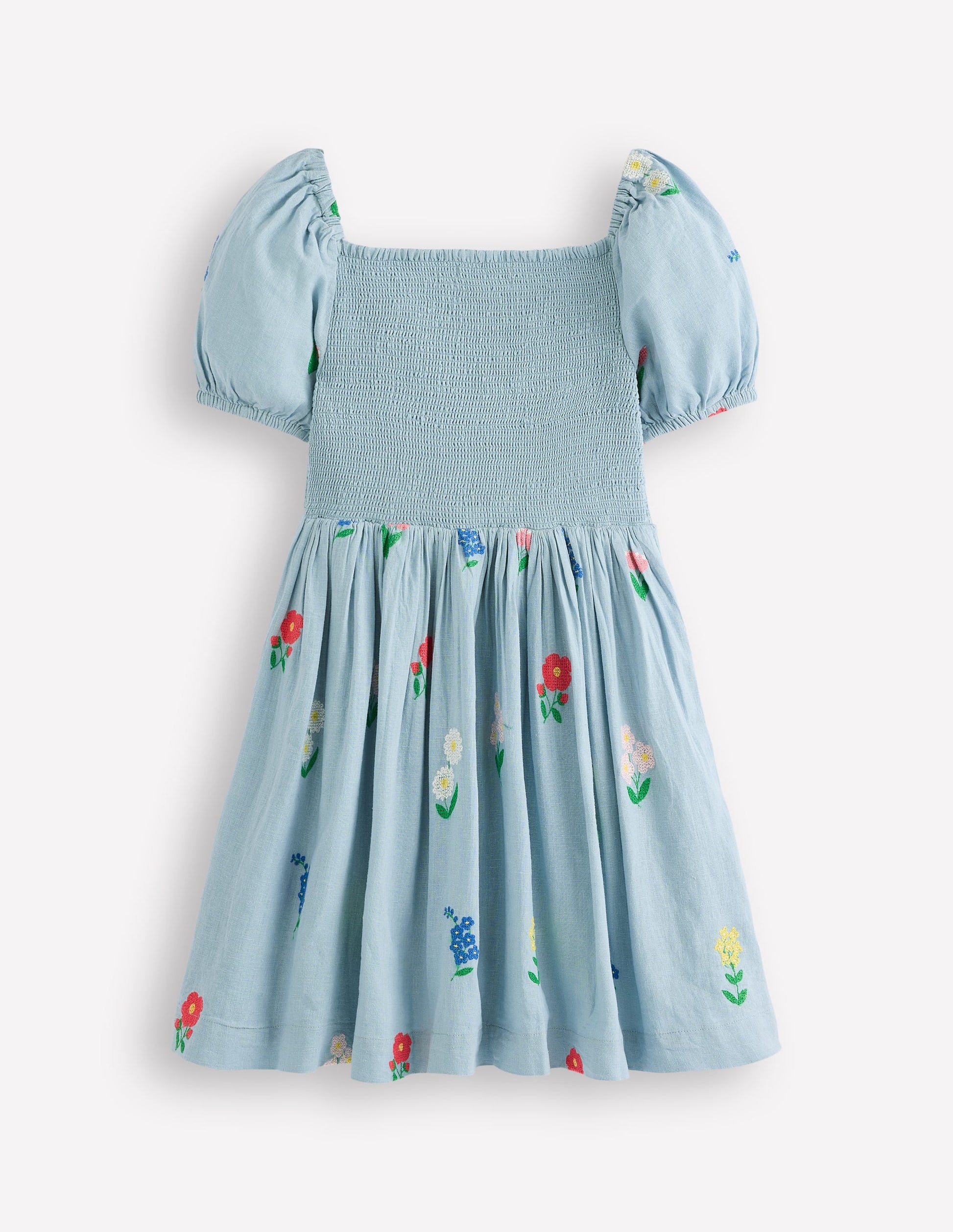 Gwendolyn Cotton Linen Dress-Multi Cross Stitch Flower-3