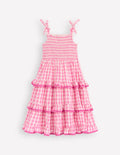 Odette Tiered Woven Sundress-Pink Gingham Daisies