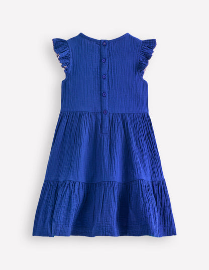 Tiered Doublecloth Dress-Bright Blue Embroidered-6