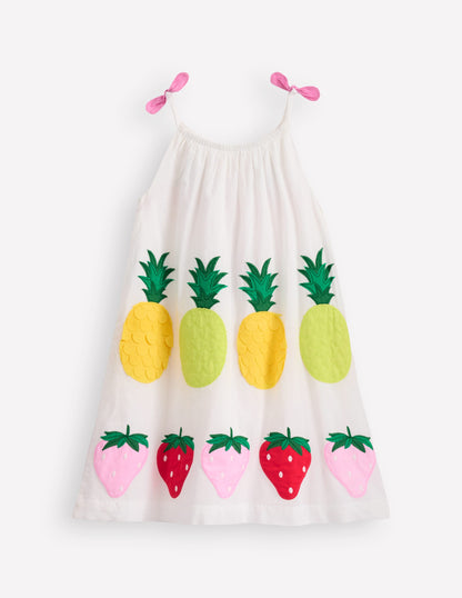 Strappy Appliqué Dress-Soft Ivory Fruit-6