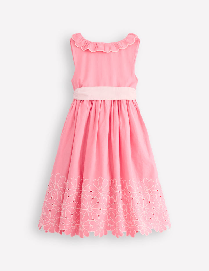 Flower Hem Occasion Dress-Salmon Pink