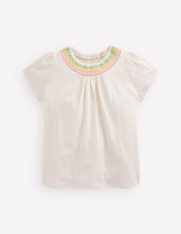 Jersey Smocked Top-Soft Ivory