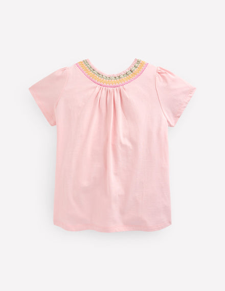 Jersey Smocked Top-Chalk Pink