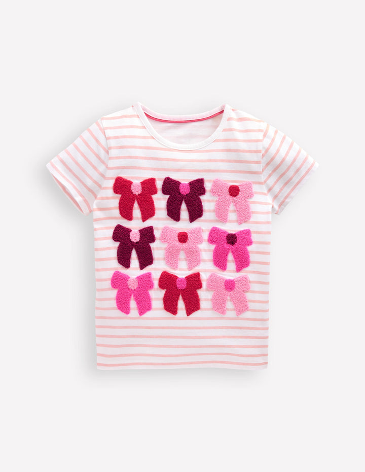 Bay Boucle T-Shirt-Stripe Bows