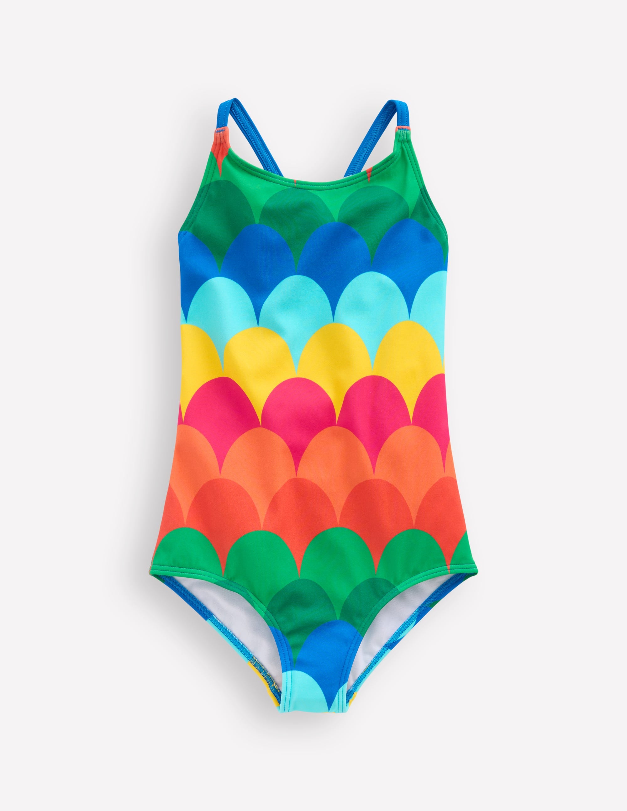 Selena Rainbow Strap Swimsuit-Multi Scallop Stripe - Image 1