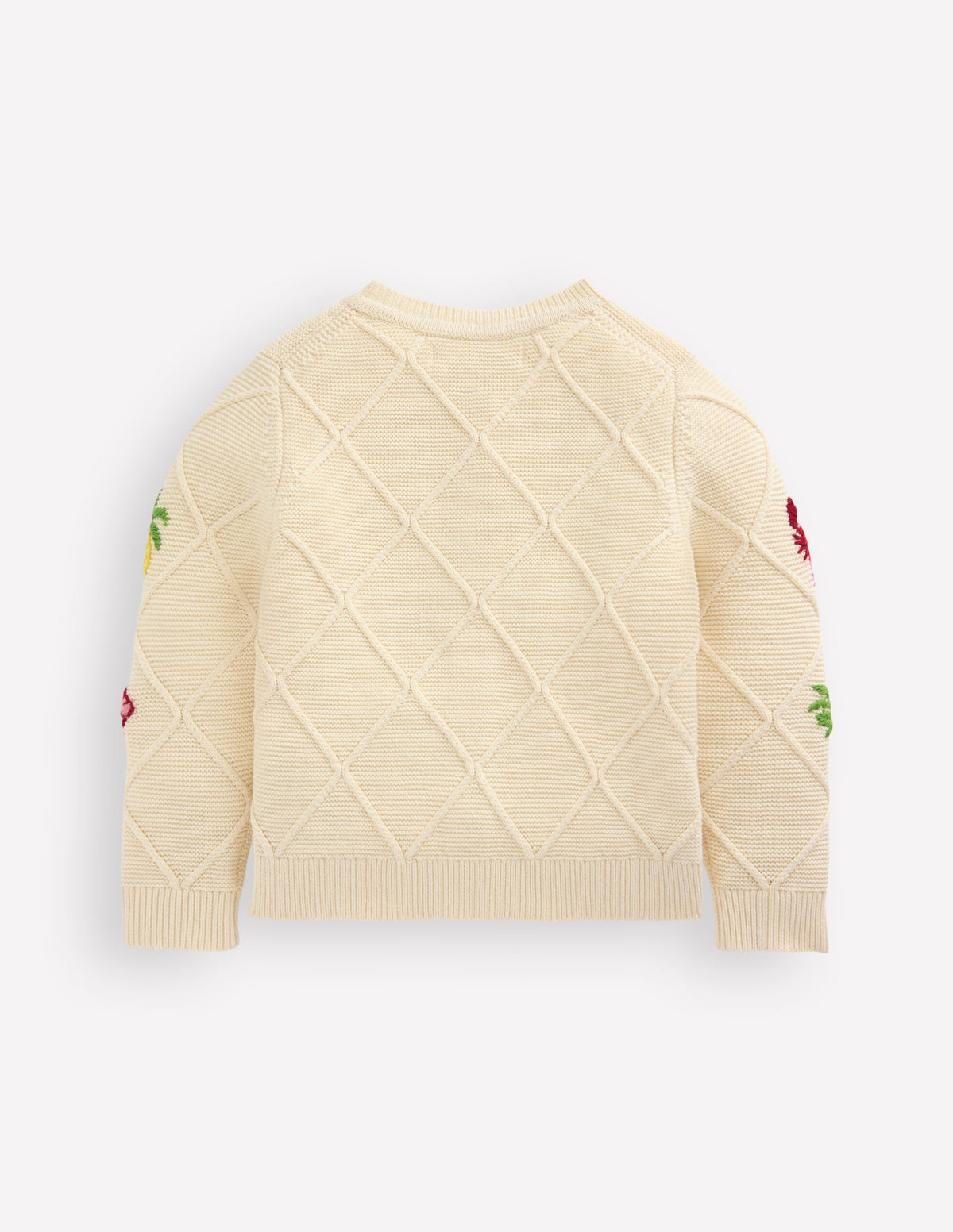 Embroidered Pointelle Cardigan-Ecru Tropical Tile - Image 6