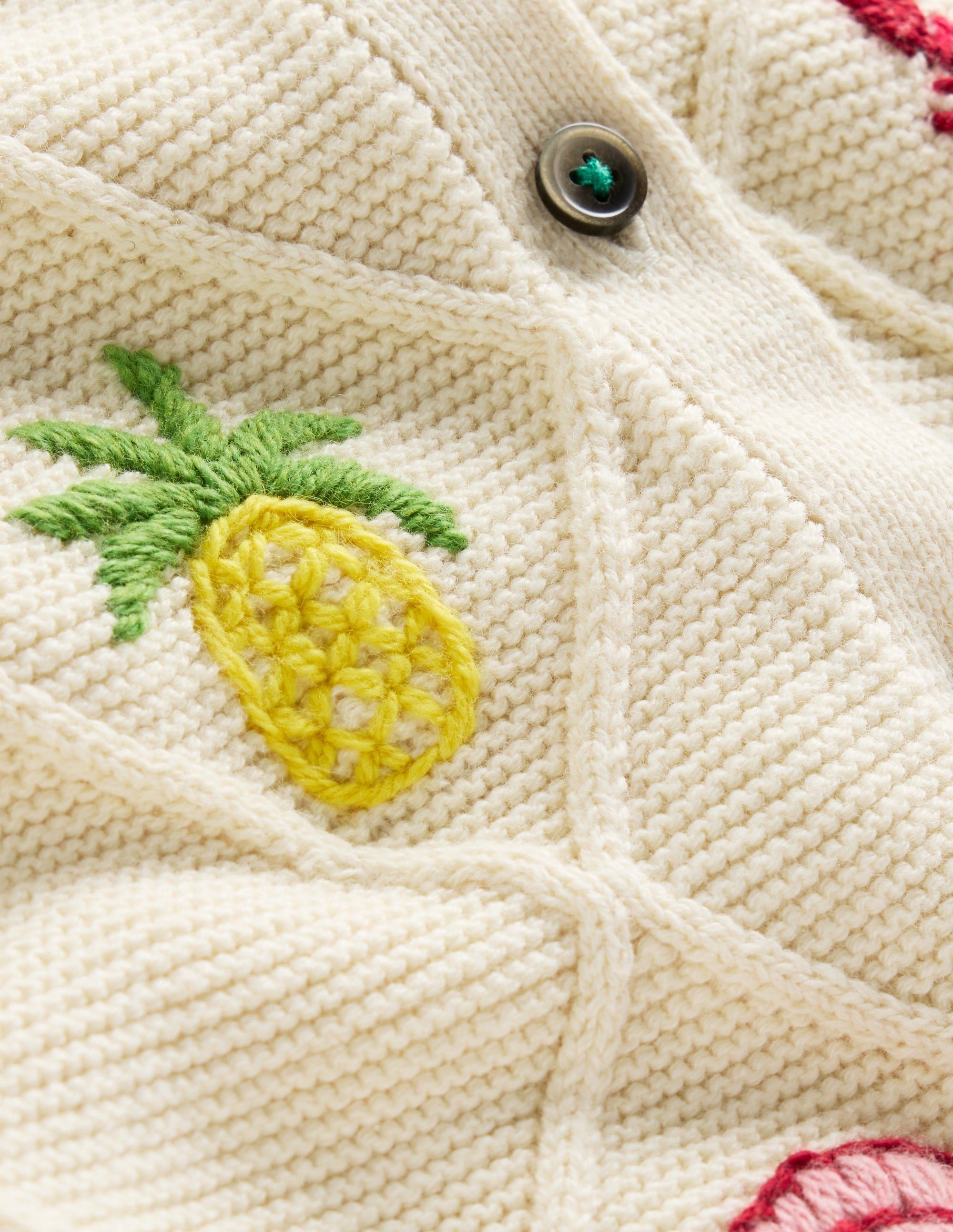 Embroidered Pointelle Cardigan-Ecru Tropical Tile - Image 7