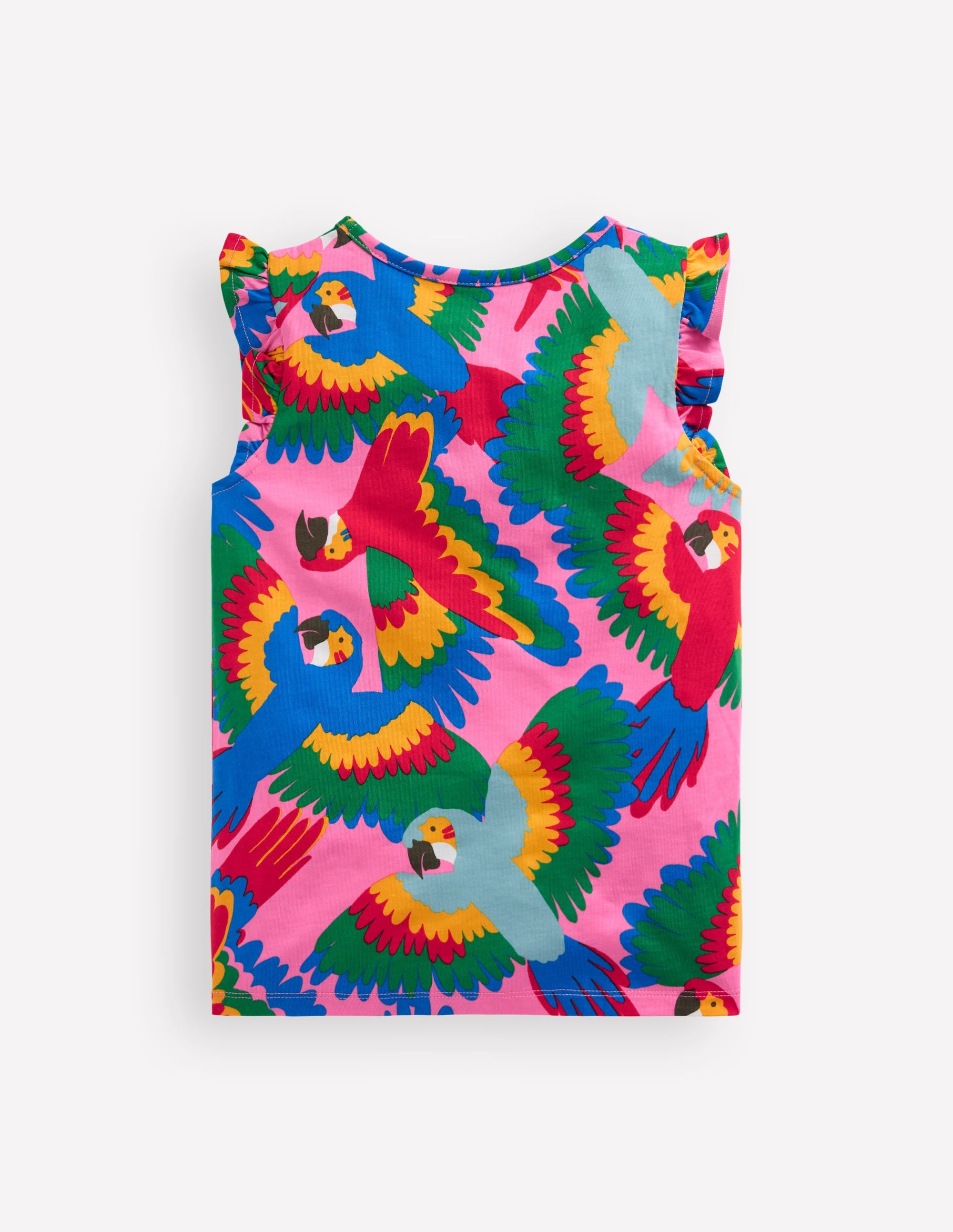 Frill Sleeve Printed Tee-Multi Rainbow Parrot - Image 2
