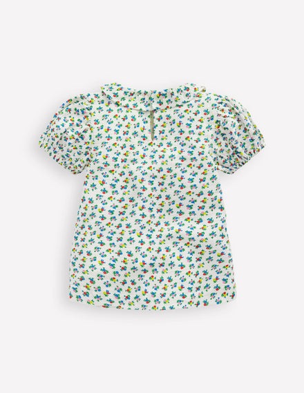 Double Cloth Printed Blouse-Soft Ivory Ditsy Floral