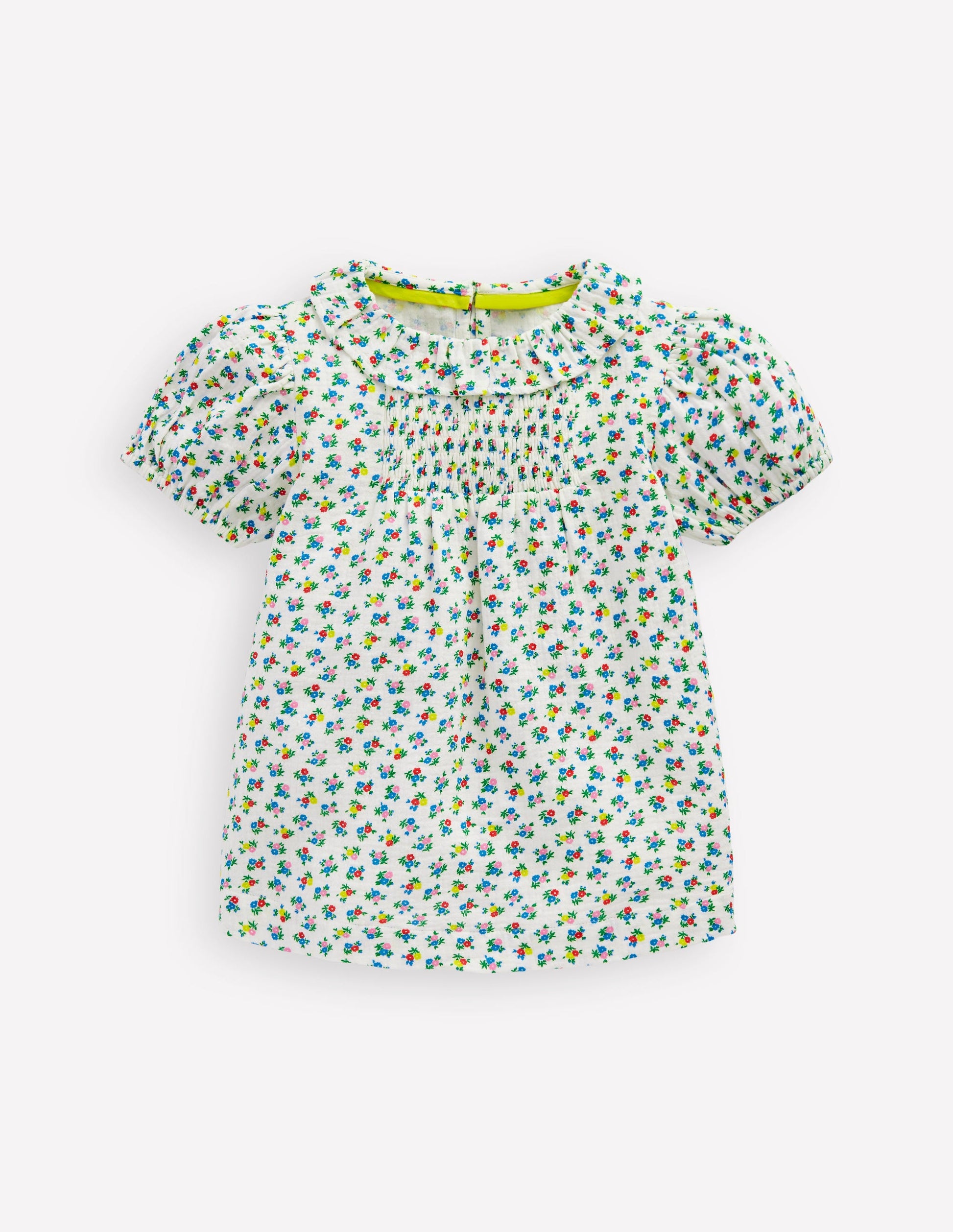 Double Cloth Printed Blouse-Soft Ivory Ditsy Floral-1