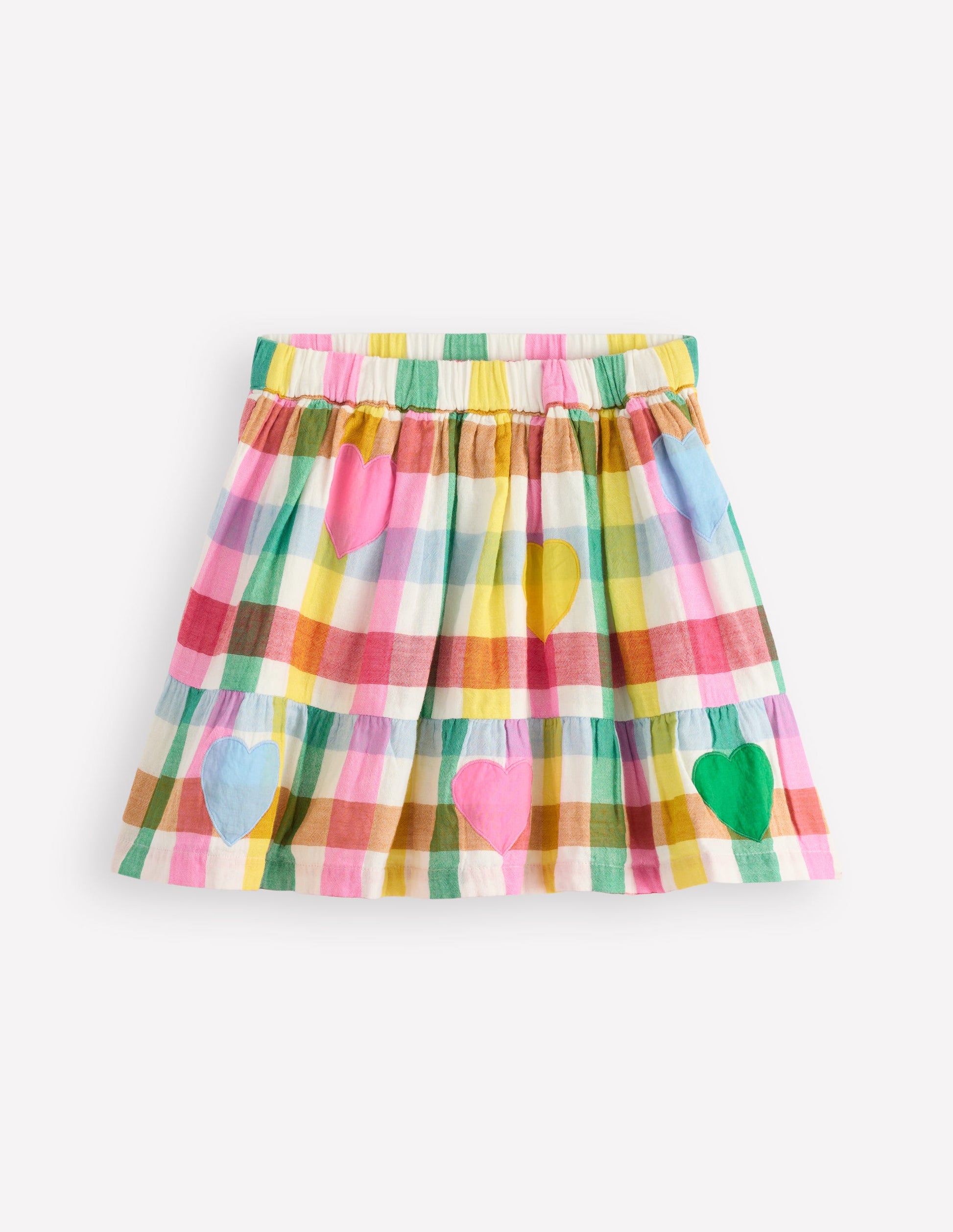 Double Cloth Printed Skirt-Multi Heart Check-1