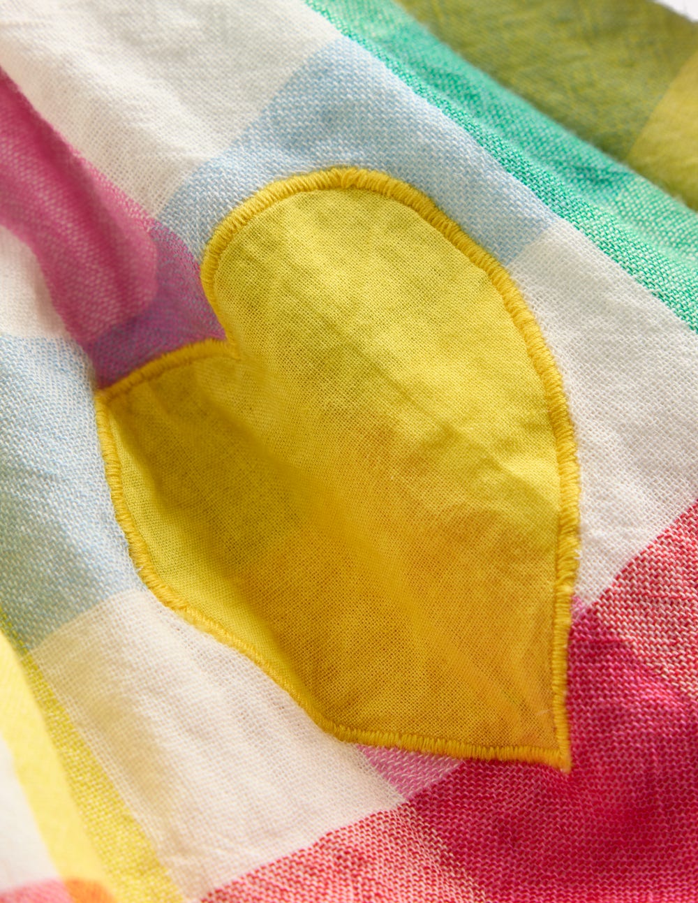 Double Cloth Printed Skirt-Multi Heart Check