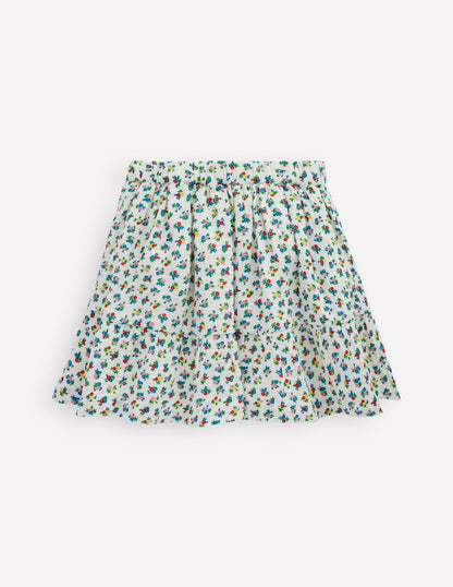 Double Cloth Printed Skirt-Soft Ivory Ditsy Floral-3