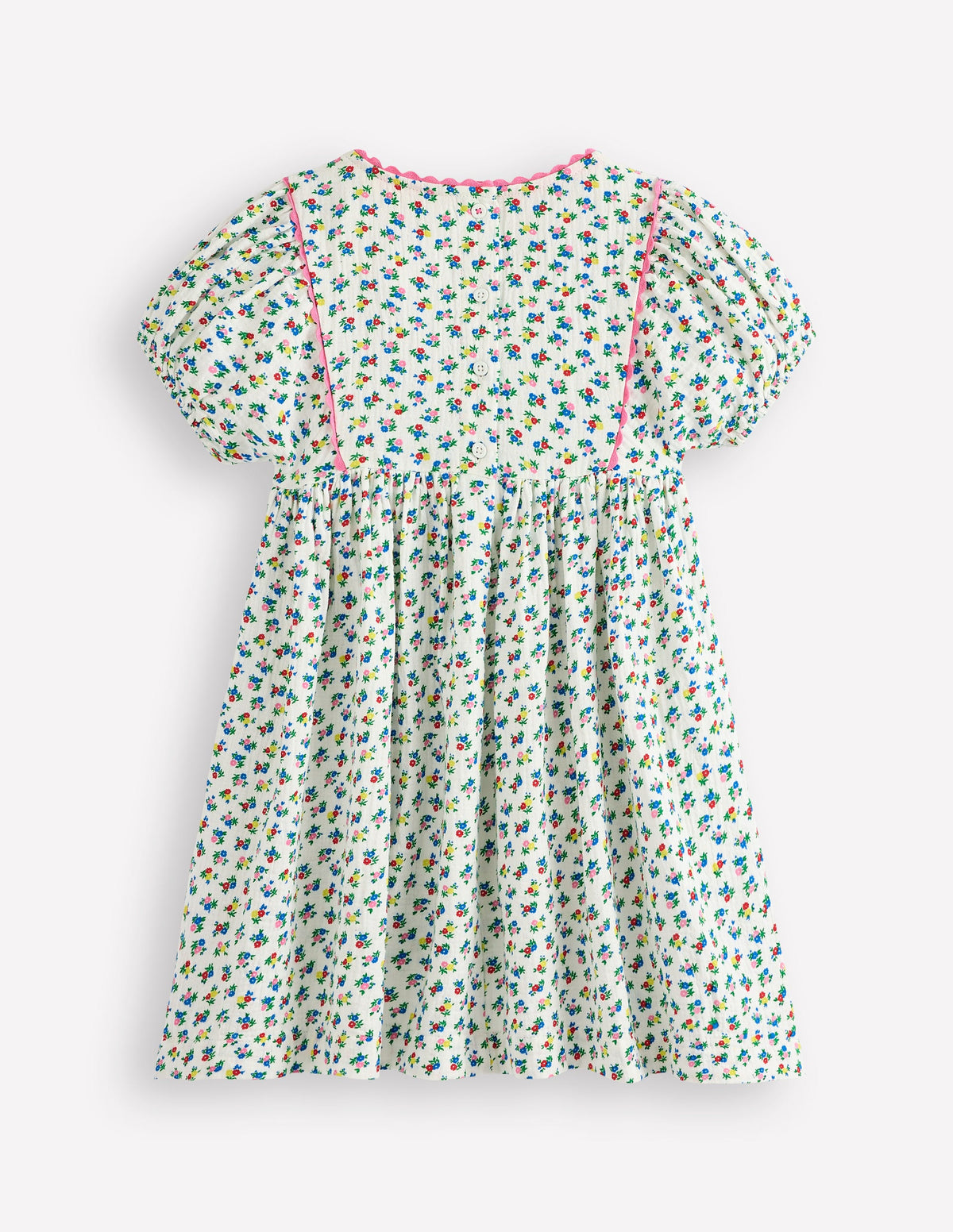 Puff Sleeve Double Cloth Dress-Soft Ivory Ditsy Floral - Image 2